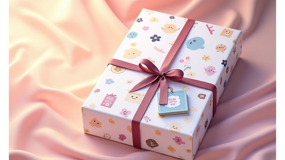 丁寧にラッピングされたアニメ文具のギフトセット