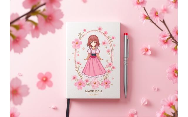 桜柄のアニメキャラクター文具