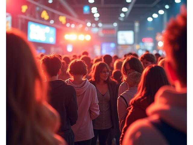 アニメイベントで楽しむ人々とステージ