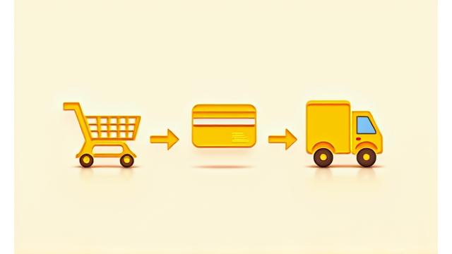 安全なオンライン取引のプロセスを示すアイコンとフロー